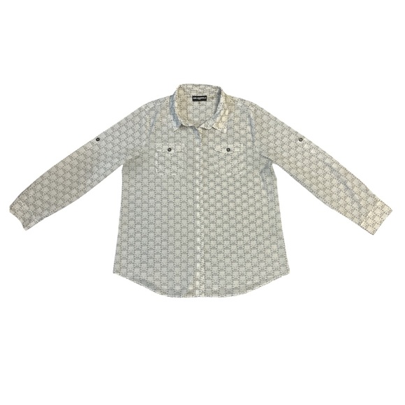 Karl Lagerfeld Paris Printed Button Front Blouse XL - Picture 4 of 9